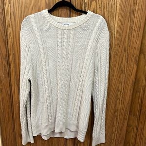 Large Goodfellow & Co. beige Irish cable style fisherman crewneck sweater